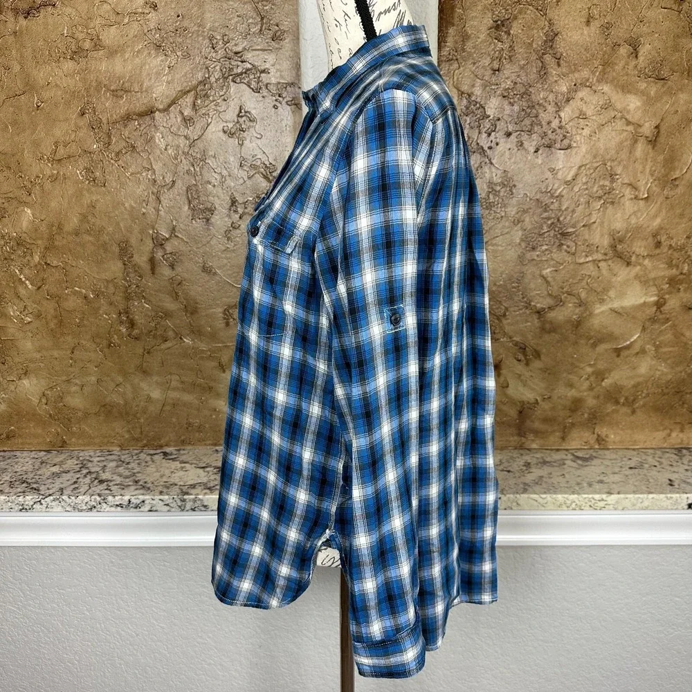 Vintage Denim & Supply‎ Ralph Lauren Shirt Womens Medium Button Front Plaid Blue